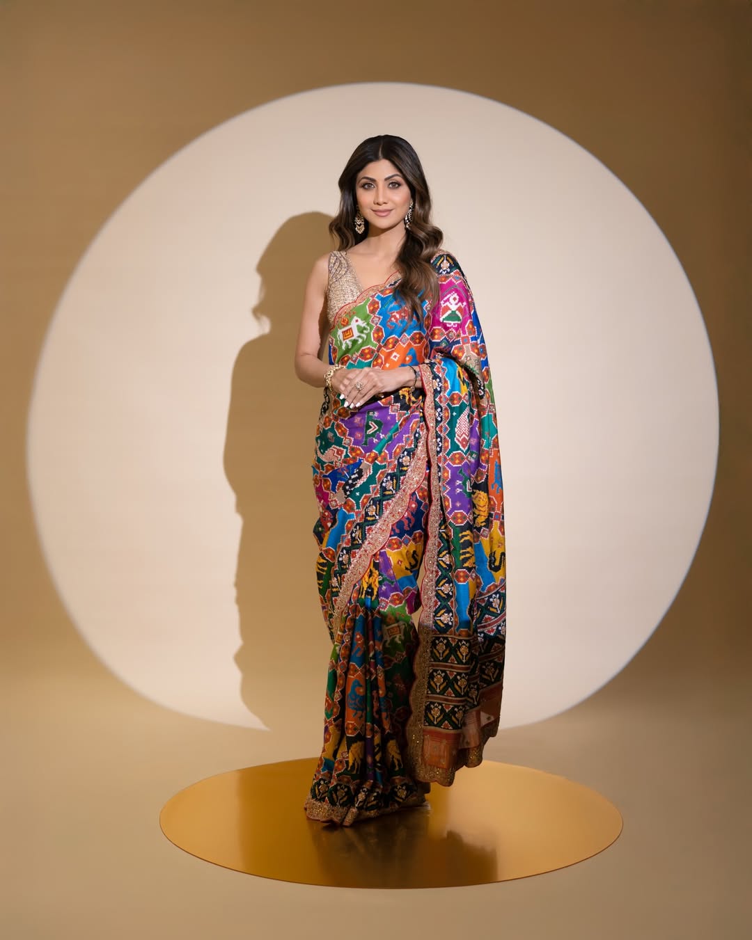 Heavy Georgette Digital Print Patola Saree with Swarovski Work & Embroidered Mono Silk Blouse