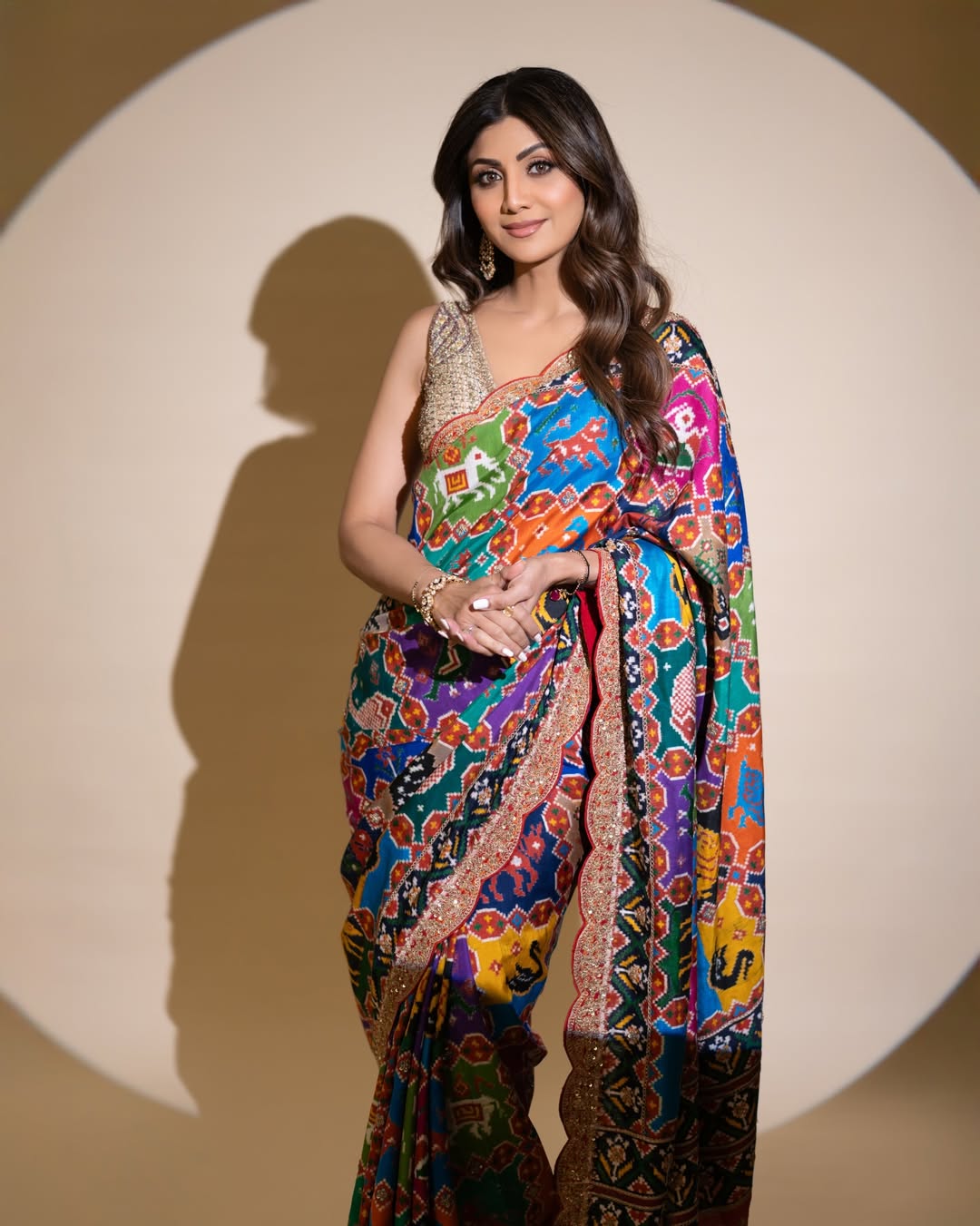 Heavy Georgette Digital Print Patola Saree with Swarovski Work & Embroidered Mono Silk Blouse