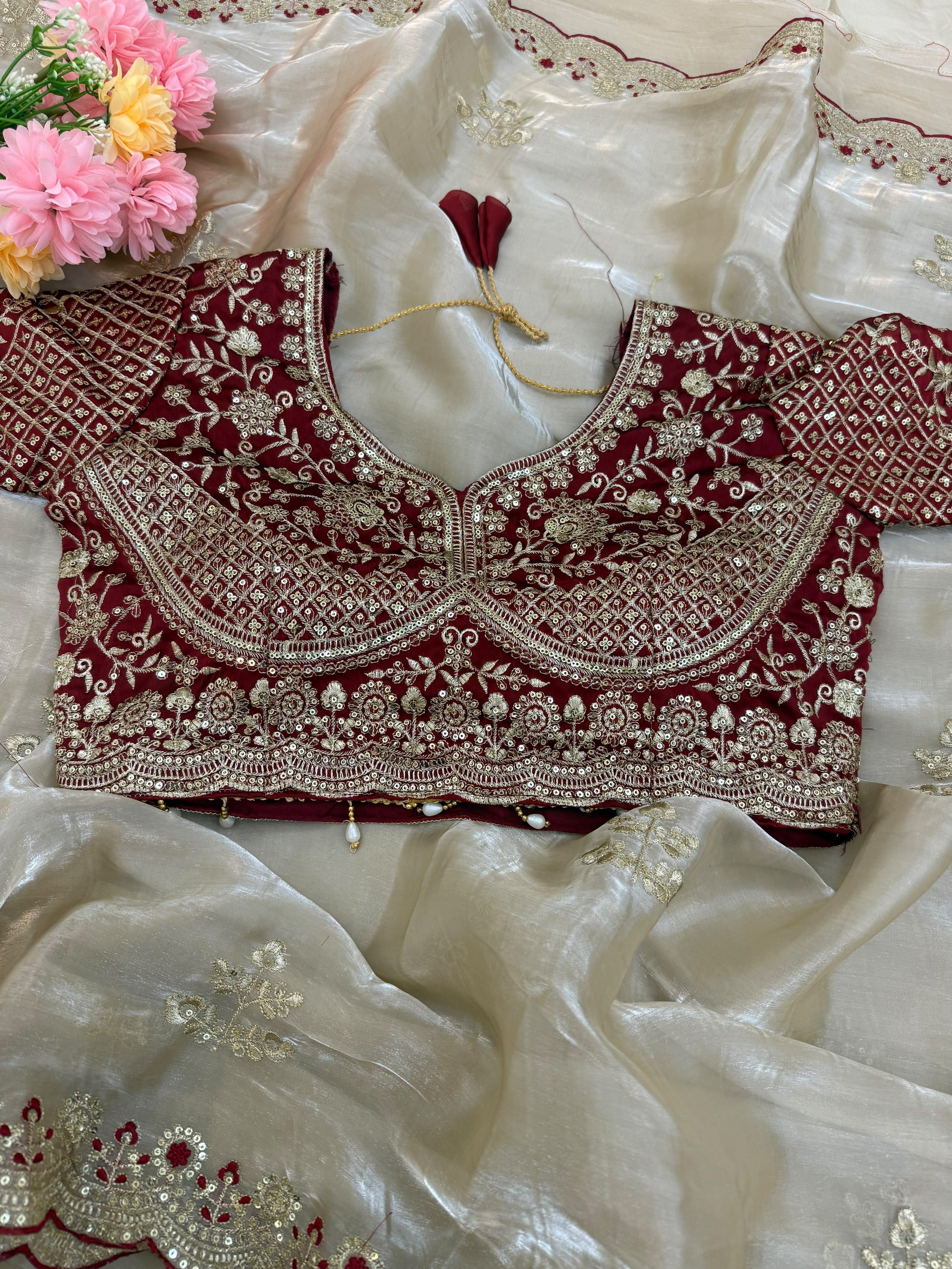 Heavy Embroidery & Sequins Work Saree | Multi-Thread & Zari Work Saree