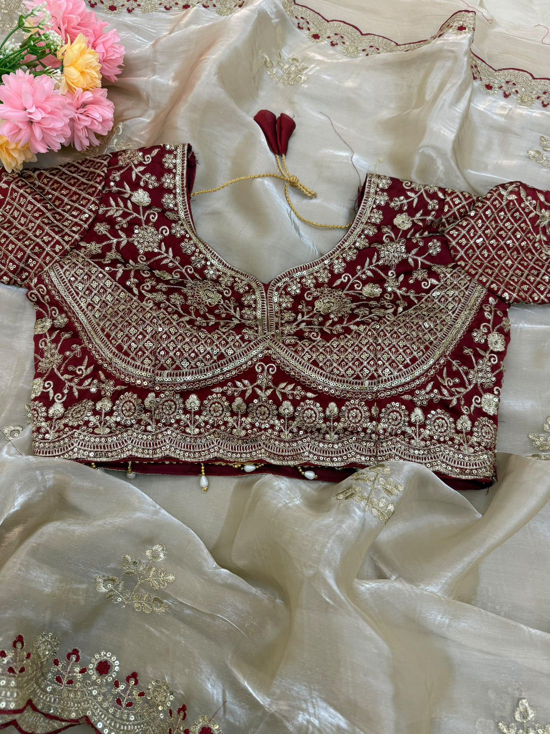 Heavy Embroidery & Sequins Work Saree | Multi-Thread & Zari Work Saree