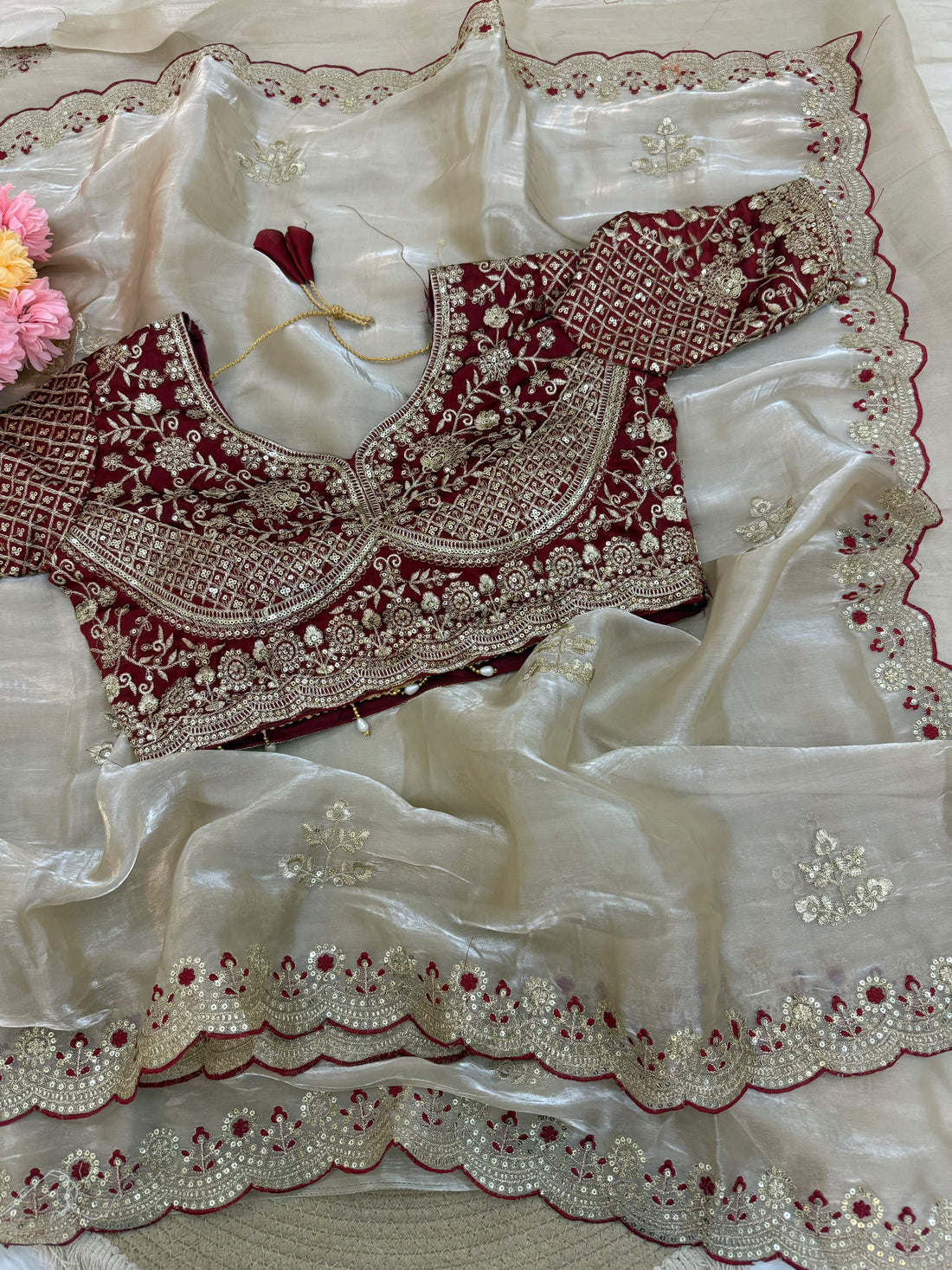 Heavy Embroidery & Sequins Work Saree | Multi-Thread & Zari Work Saree