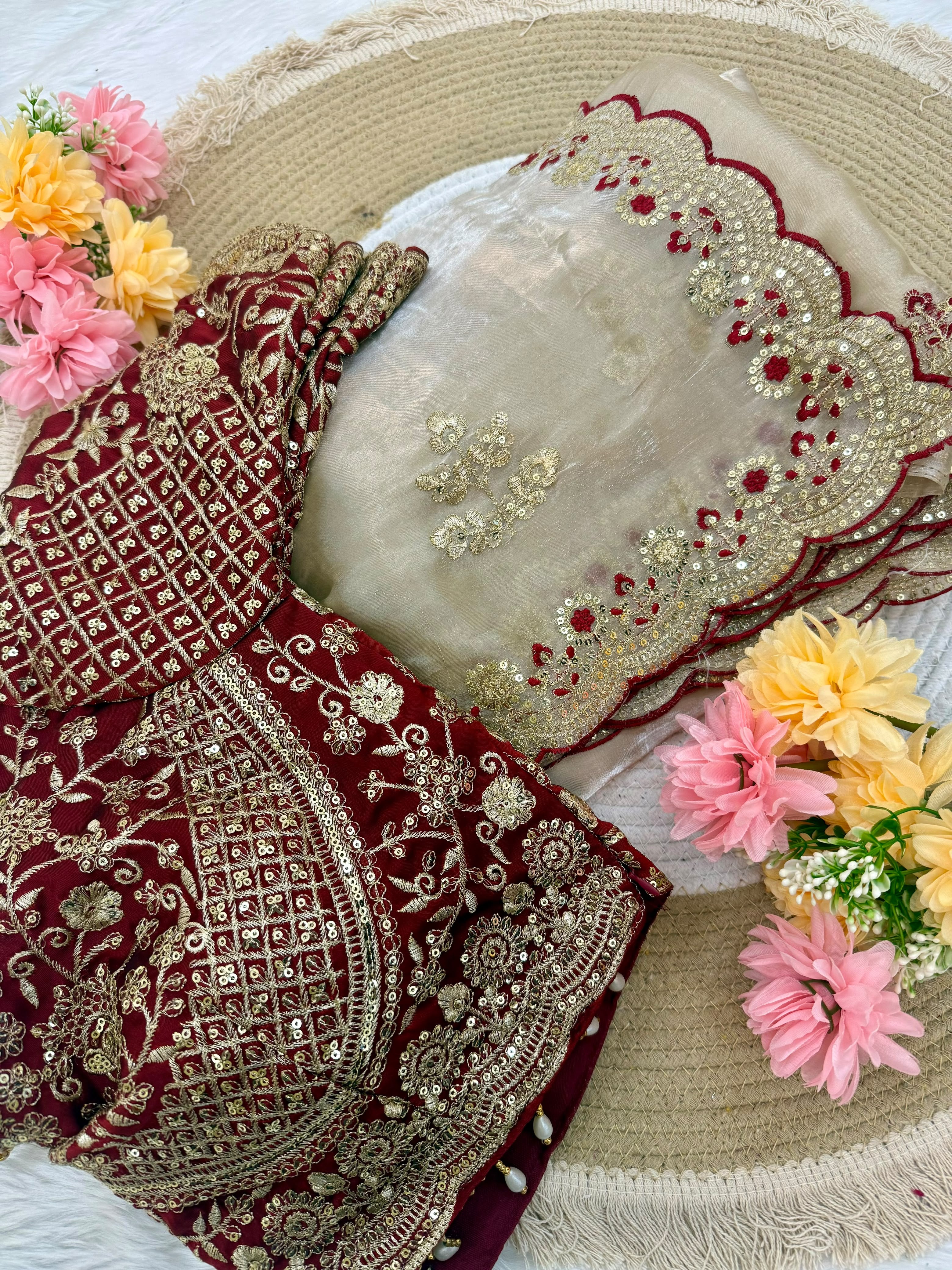 Heavy Embroidery & Sequins Work Saree | Multi-Thread & Zari Work Saree