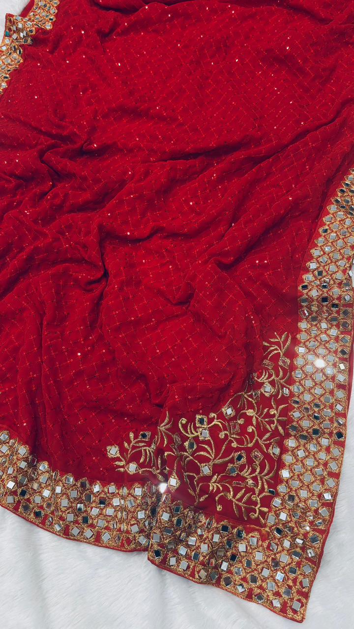Royal Heavy Embroidered Georgette Saree for Women