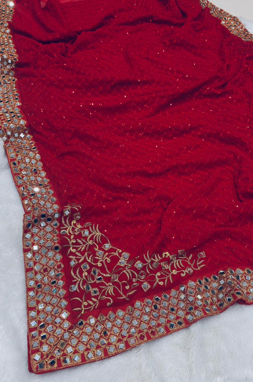 Royal Heavy Embroidered Georgette Saree for Women