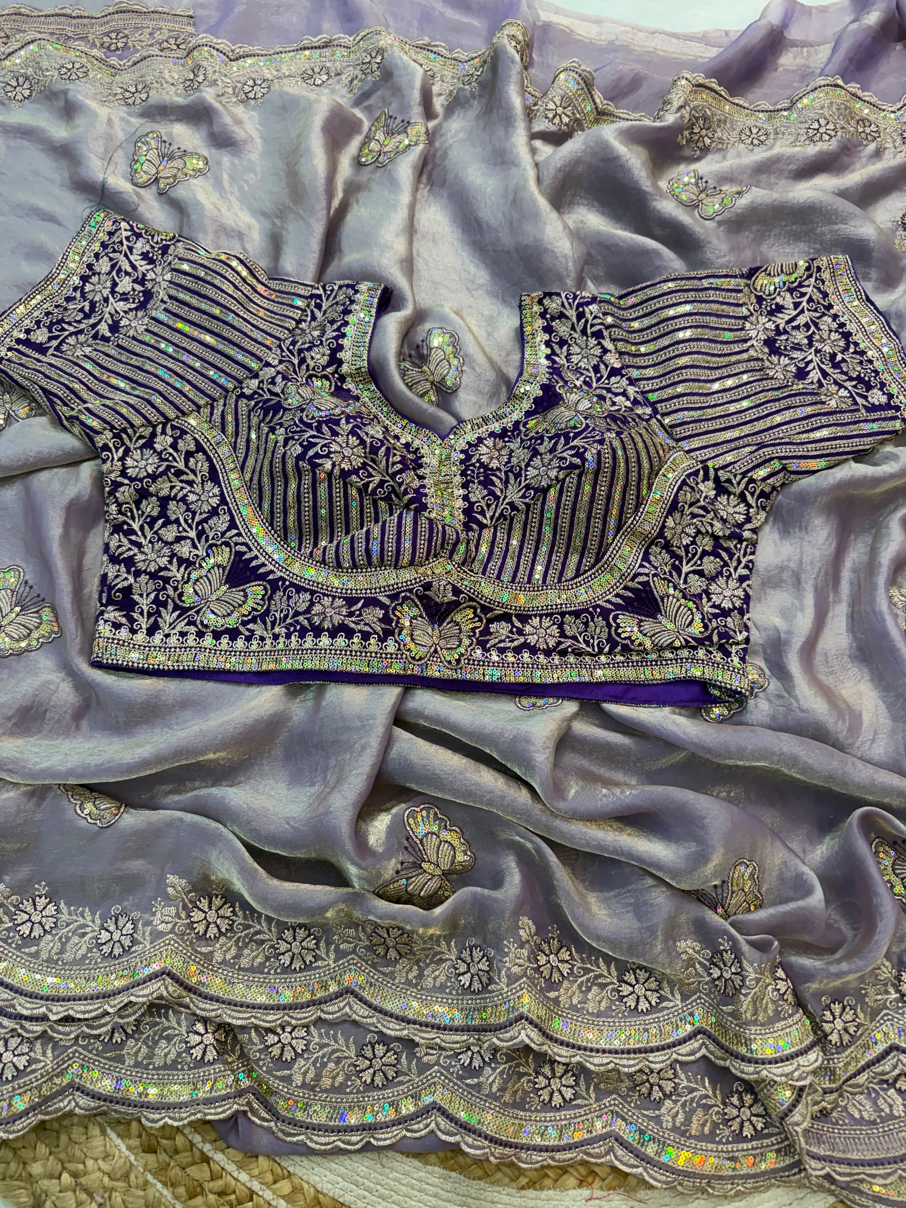 Premium Soft Net Saree with Elegant Sequins Embroidery Work & Designer Net Blouse | Party Wear, Wedding & Festive Collection