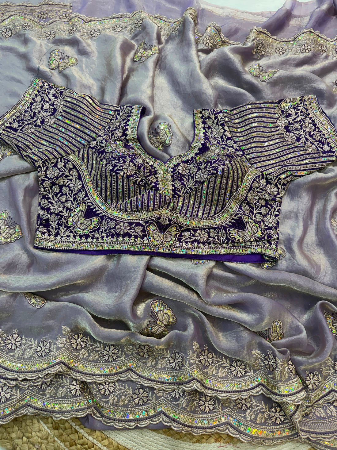 Premium Soft Net Saree with Elegant Sequins Embroidery Work & Designer Net Blouse | Party Wear, Wedding & Festive Collection
