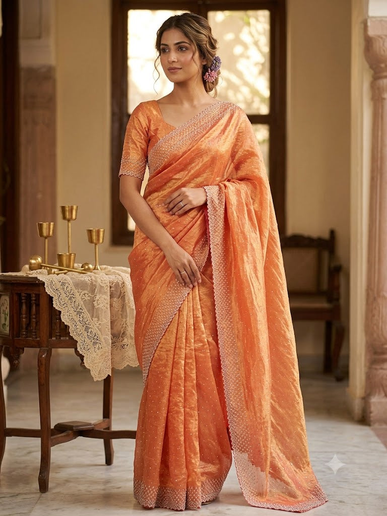 Festive Collection Space Silk Saree with Rich Jarkan Craftsmanship
