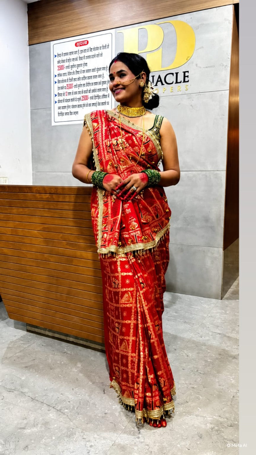 Premium Kadva South Dola Viscose Meena Saree | Heavy Pallu, Ghungroo & Ghungroo Lace Work